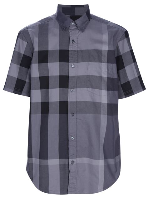 short sleeve burberry button down|burberry gray short sleeve shirt.